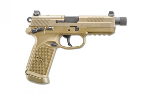 FN America FNX-45 Tactical, DA/SA, Semi-automatic, Full Size Pistol, 45 ACP, 5.3 Threaded Barrel, Polymer Frame, Flat Dark Earth Finish, Suppressor Height Night Sights, 10Rd, 5 Magazines, Fired Case, Manual Safety, Optics Ready 66-101635