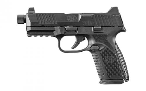 FN America FN509M Tactical, Semi-automatic, Striker Fired, Polymer Frame Pistol, Mid-Size, 9MM, 4.5 Barrel, Threaded 1/2x28, PVD Finish, Black, Optic Ready, Flat Faced Trigger, Suppressor Height 3 Dot Night Sights, Non-Manual Safety, 5 Magazines, (1)-15 Round and (4)- 24 Round, Includes Ballistic Case and (2) Backstraps 66-101711