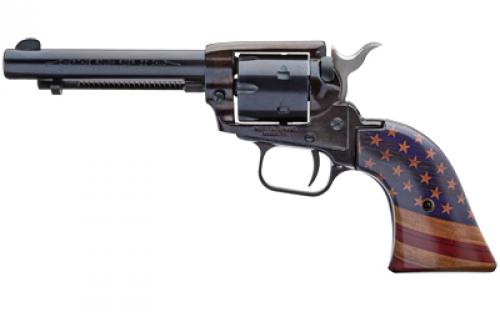 Heritage Rough Rider, Single Action Revolver, 22LR, 4.75 Barrel, Alloy Frame, Blued Finish, US Flag Grips, Fixed Sights, 6 Rounds, Long Rifle Cylinder Only RR22B4GOLDUSA