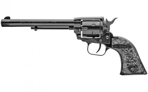 Heritage Rough Rider, Single Action, Revolver, 22LR, 6.5 Barrel, Alloy Frame, Black Finish, Black Pearl Grips, Fixed Sights, 6 Rounds RR22B6BLKPRL