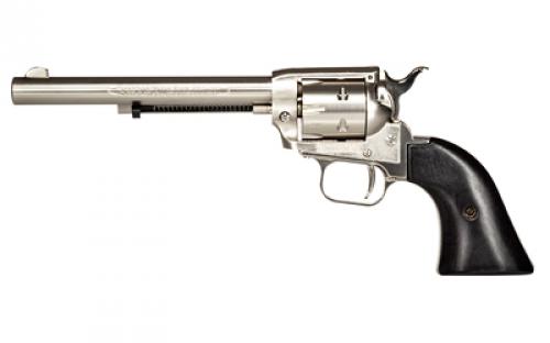 Heritage Rough Rider, Single Action, Revolver, 22LR Only, 6.5 Barrel, Alloy, Nickel Finish, Nickel, Black Laminate Wood Grips, Fixed Sights, 6 Rounds RR22NI6BW