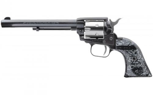 Heritage Rough Rider, Single Action, Revolver, 22LR, 6.5 Barrel, Alloy, Two-Tone Black and Silver, Black Pearl Grips, Fixed Sights, 6 Rounds RR22TT6BLKPRL