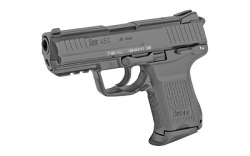 HK 45 Compact, V1, Double Action/Single Action, Semi-automatic, Polymer Frame Pistol, Compact, 45 ACP, 3.94" Barrel, Matte Finish, Black, 3 Dot Sights, Safety/Decocker, 8 Rounds, 2 Magazines, Right Hand 81000018