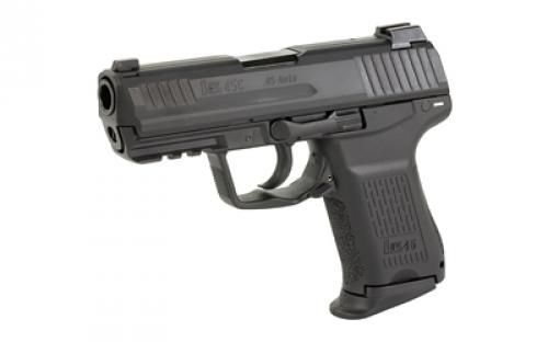 HK HK45C, LEM-Double Action Only, Semi-automatic, Polymer Frame Pistol, Compact, 45 ACP, 3.94" Barrel, Matte Finish, Black, Night Sights, 8 Rounds, 3 Magazines 81000021