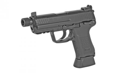 HK 45 Compact Tactical, V1, Double Action/Single Action, Semi-automatic, Polymer Frame Pistol, Compact, 45 ACP, 4.57" Barrel, Threaded Barrel, Matte Finish, Black, Suppressor Sights With Tritium Front Sight, Safety/Decocker, 10 Rounds, 2 Magazines, Right Hand 81000022