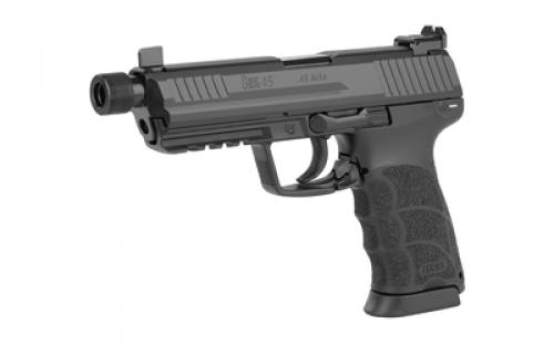 HK 45 Tactical, V7, LEM Double Action Only, Full Size, 45ACP, 5.2" Threaded Barrel, Polymer Frame, Black Finish, Suppressor Sights With Tritium Front Sight, 10 Rounds, 2 Magazines 81000032