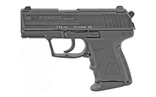 HK P2000SK, V3, Double Action/Single Action, Semi-automatic, Polymer Frame Pistol, Sub Compact, 9MM, 3.26 Barrel, Matte Finish, Black, 3 Dot Sights, Decocker, 10 Rounds, 2 Magazines 81000055