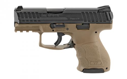 HK VP9SK, Striker Fired, 9MM, 3.39 Barrel, Polymer Frame, Flat Dark Earth/Black, 3 Dot Sights, 10 Rounds, 2 Magazines 81000095