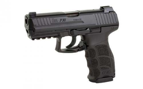 HK P30, LEM-Double Action Only, Semi-automatic, Polymer Frame Pistol, Full Size, 9MM, 3.85" Barrel, Matte Finish, Black, Interchangeable Grip Panels, Night Sights, 17 Rounds, 3 Magazines 81000104