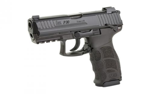 HK P30S, Double Action/Single Action, Semi-automatic, Polymer Frame Pistol, Full Size, 9MM, 3.85" Barrel, Matte Finish, Black, Interchangeable Grip Panels, Night Sights, Ambidextrous Safety with Rear Decocker, 17 Rounds, 3 Magazines, Ambidextrous 81000112