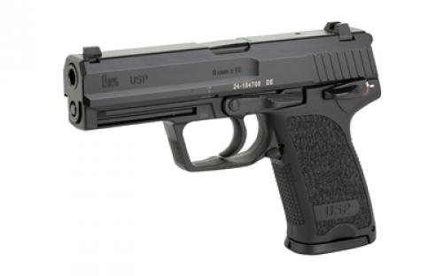 HK USP, Semi-automatic, (V1) DA/SA, 9MM, 4.25" Barrel, Black, Right Hand, Safety/Decocker, Night Sights, 10Rd, 3 Magazines 81000310