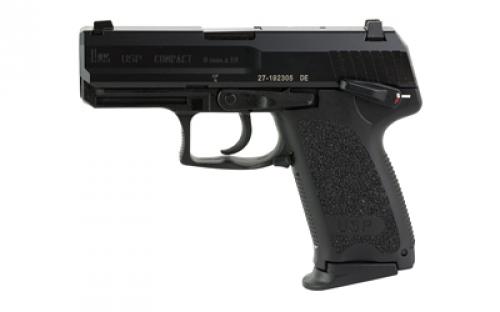 HK USP Compact, V1, Double Action/Single Action, Semi-automatic, Polymer Frame Pistol, Compact, 9MM, 3.58 Barrel, Matte Finish, Black Finish, 3 Dot Sights, Safety/Decocker, 13 Rounds, 2 Magazines 81000329
