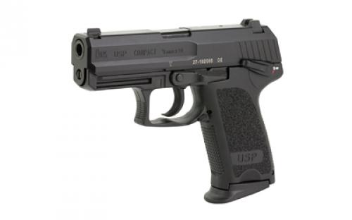 HK USP9, Double Action/Single Action, Semi-automatic, Polymer Frame Pistol, Compact, 9MM, 3.58" Barrel, Black, Night Sights, Manual Thumb Safety, Decocker, 10 Rounds, 3 Magazines 81000332