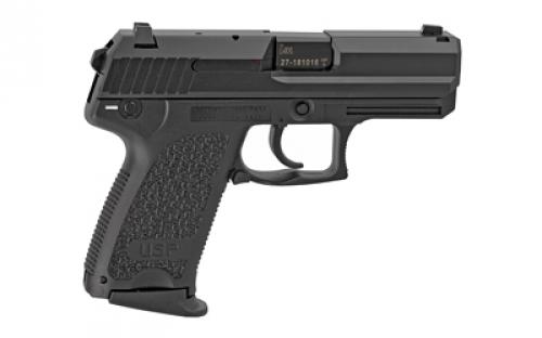 HK USP Compact, Double Action/Single Action, Semi-automatic, Polymer Frame Pistol, Compact, 40S&W, 3.58" Barrel, Matte Finish, Black, 3 Dot Sights, Manual Safety/Decocker, 12 Rounds, 2 Magazines 81000336