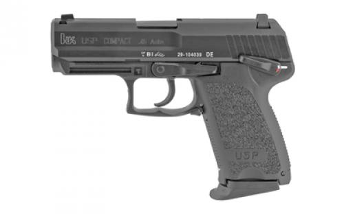 HK USP, V1, DA/SA, Compact, 45ACP, 3.78 Barrel, Polymer Frame, Black Finish, 3 Dot Sights, Safety, Decocker, 8Rd, 2 Magazines 81000343