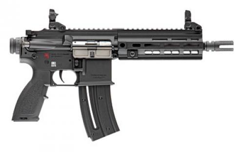 HK HK416, AR, Semi-automatic, 22LR, 8.5 Barrel, Threaded Barrel, Aluminum Receiver, Matte Finish, Black, Synthetic Pistol Grip, Front/Rear Flip Sights, 20 Rounds, MLOK RIS Rail, 1 Magazine, Right Hand 81000403