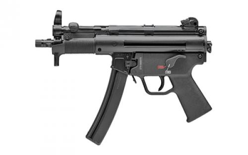 HK SP5K-PDW, Pistol, Semi-automatic, 9MM, 5.83 Barrel, Threaded Barrel, Steel, Matte Finish, Black, Polymer Pistol Grip, Iron Sights, Ambidextrous Safety, 30 Rounds, 2 Magazines, Ambidextrous 81000481