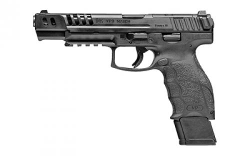 HK VP9-B Match OR, Semi-automatic, Striker Fired, Full Size, Push Button Mag Release, 9MM, 5.51 Barrel, Black, Interchangeable Backstraps and Side Panels, Luminous Front Sight, Black Serrated Rear Sight, 20 Rounds, 4 Magazines 81000555