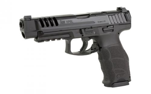 HK VP9L OR, Semi-automatic, Striker Fired, 9MM, 5" Barrel, Black Color, Polymer Frame, Optics Ready, Night Sights, 10Rd, 2 Magazines 81000594
