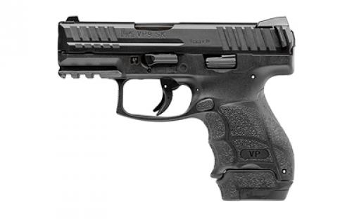 HK VP9SK-B OR, Striker Fired, Semi-automatic, Polymer Frame Pistol, Sub-Compact, 9MM, 3.39 Barrel, Matte Finish, Black, Optics Ready, 3 Dot Sights, Push Button Magazine Release, 10 Rounds, 2 Magazines, (2)-10 Rounds 81000742