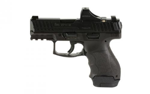 HK VP9SK, Striker Fired, Semi-automatic, Polymer Frame Pistol, Sub-Compact, 9MM, 3.39 Barrel, Matte Finish, Black, 3 Dot Sights, Optic Ready, Paddle Magazine Release, 15 Rounds, 2 Magazines, (1)-15 Rounds and (1)-12 Rounds, Includes Holosun SCS Optic 81000804