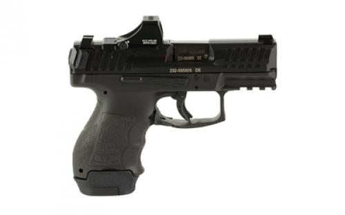 HK VP9SK, Striker Fired, Semi-automatic, Polymer Frame Pistol, Sub-Compact, 9MM, 3.39" Barrel, Matte Finish, Black, 3 Dot Sights, Optic Ready, Paddle Magazine Release, 15 Rounds, 2 Magazines, (1)-15 Rounds and (1)-12 Rounds, Includes Holosun SCS Optic 81000804