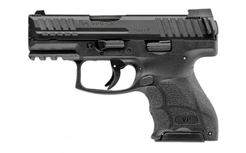HK VP9SK-B, Striker Fired, Semi-automatic, Polymer Frame Pistol, Sub-Compact, 9MM, 3.39 Barrel, Matte Finish, Black, Night Sights, 13 Rounds, 3 Magazines, (1)-15 Rounds and (2)-12 Rounds 81000807