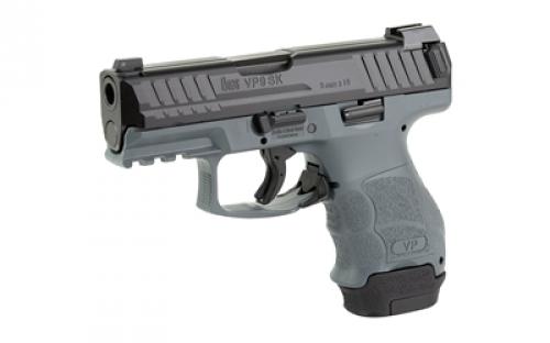 HK VP9SK, Striker Fired, Semi-automatic, Polymer Frame Pistol, Sub-Compact, 9MM, 3.39" Barrel, Matte Finish, Gray, 3 Dot Sights, 15 Rounds, 2 Magazines, (1)-15 Rounds and (1)-12 Rounds 81000812