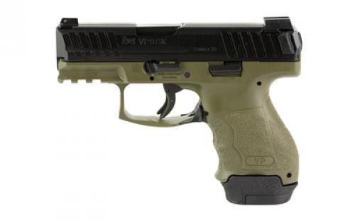 HK VP9SK, Striker Fired, Semi-automatic, Polymer Frame Pistol, Sub-Compact, 9MM, 3.39 Barrel, Matte Finish, Green, 3 Dot Sights, 15 Rounds, 2 Magazines, (1)-15 Rounds and (1)-12 Rounds 81000814