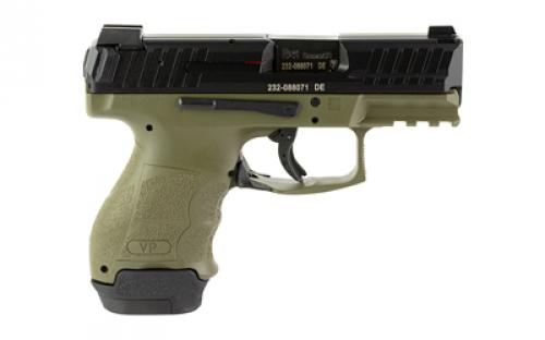 HK VP9SK, Striker Fired, Semi-automatic, Polymer Frame Pistol, Sub-Compact, 9MM, 3.39" Barrel, Matte Finish, Green, Night Sights, 15 Rounds, 2 Magazines, (1)-15 Rounds and (1)-12 Rounds 81000815