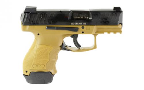 HK VP9SK, Striker Fired, Semi-automatic, Polymer Frame Pistol, Sub-Compact, 9MM, 3.39" Barrel, Matte Finish, Flat Dark Earth and Black, 3 Dot Sights, 15 Rounds, 2 Magazines, (1)-15 Rounds and (1)-12 Rounds 81000816