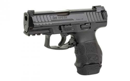 HK VP9SK, Striker Fired, Semi-automatic, Polymer Frame Pistol, Sub-Compact, 9MM, 3.39" Barrel, Matte Finish, Black, 3 Dot Sights, 15 Rounds, 2 Magazines, (1)-15 Rounds and (1)-12 Rounds 81000819