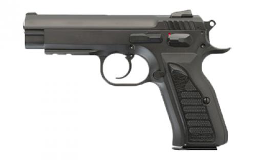 Tanfoglio Force Combat, Semi-automatic, DA/SA, Steel Frame Pistol, 9MM, 4.4 Barrel, Matte Finish, Black, Nylon Grips, Adjustable Sights, Ambidextrous Safety, 16 Rounds TF-COMBAT-9