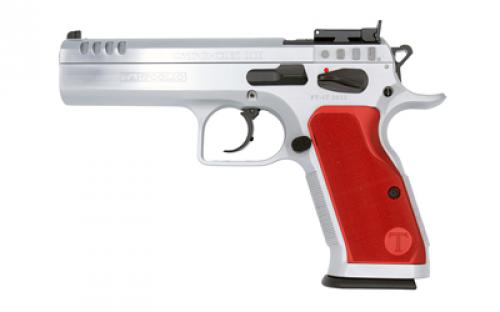 Tanfoglio Stock II, Semi-automatic, DA/SA, Steel Frame Pistol, 10MM, 4.45 Barrel, Hard Chrome Finish, Silver, Aluminum Grips, Ambidextrous Safety, Adjustable Sights, Optics Ready, 13 Rounds TF-STOCK2-10OR