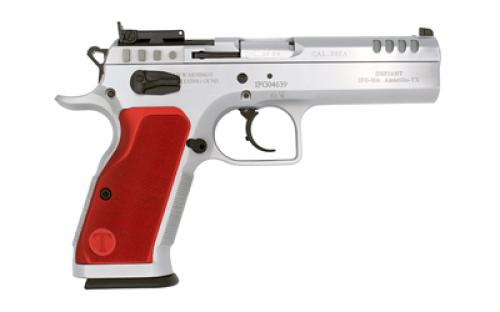 Tanfoglio Stock II, Semi-automatic, DA/SA, Steel Frame Pistol, 10MM, 4.45" Barrel, Hard Chrome Finish, Silver, Aluminum Grips, Ambidextrous Safety, Adjustable Sights, Optics Ready, 13 Rounds TF-STOCK2-10OR