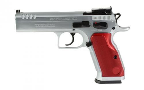 Tanfoglio Stock II, Semi-automatic, DA/SA, Steel Frame Pistol, 9MM, 4.45 Barrel, Hard Chrome Finish, Silver, Aluminum Grips, Ambidextrous Safety, Adjustable Sights, Optics Ready, 17 Rounds TF-STOCK2-9OR