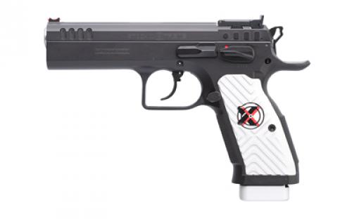 Tanfoglio Stock II Extreme, Semi-Automatic, DA/SA, Steel Frame Pistol, 9mm, 4.45 Barrel, Matte Finish, Black, Aluminum Grips, Ambidextrous Safety, Adjustable Sights, 17 Rounds TF-STOCK2X-9