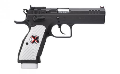 Tanfoglio Stock II Extreme, Semi-Automatic, DA/SA, Steel Frame Pistol, 9mm, 4.45" Barrel, Matte Finish, Black, Aluminum Grips, Ambidextrous Safety, Adjustable Sights, 17 Rounds TF-STOCK2X-9