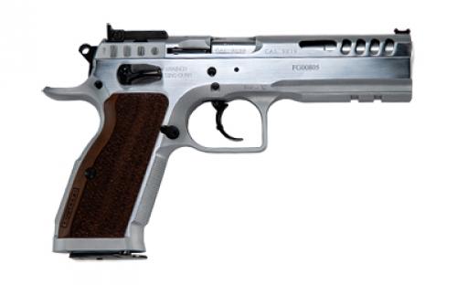 Tanfoglio Stock Master, Semi-automatic, DA/SA, Steel Frame Pistol, 10MM, 4.75 Barrel, Hard Chrome Finish, Walnut Grips, Adjustable Sights, Ambidextrous Safety, 13 Rounds TF-STOCKM-10