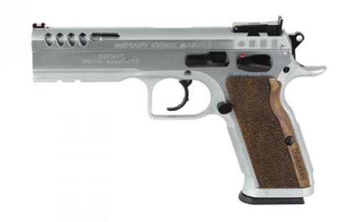 Tanfoglio Stock Master, Semi-automatic, DA/SA, Steel Frame Pistol, 9MM, 4.75 Barrel, Hard Chrome Finish, Walnut Grips, Adjustable Sights, Ambidextrous Safety, 17 Rounds TF-STOCKM-9