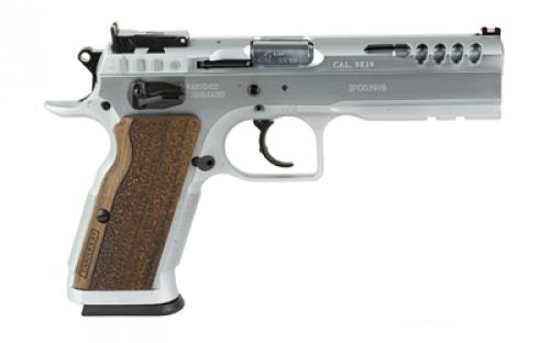 Tanfoglio Stock Master, Semi-automatic, DA/SA, Steel Frame Pistol, 9MM, 4.75" Barrel, Hard Chrome Finish, Walnut Grips, Adjustable Sights, Ambidextrous Safety, 17 Rounds TF-STOCKM-9