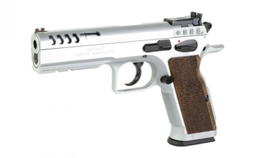 Tanfoglio Stock Master, Semi-automatic, DA/SA, Steel Frame Pistol, 9MM, 4.75" Barrel, Hard Chrome Finish, Walnut Grips, Adjustable Sights, Ambidextrous Safety, 17 Rounds TF-STOCKM-9