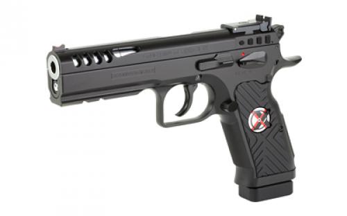 Tanfoglio Stock Master Xtreme, Semi-automatic, DA/SA, Steel Frame Pistol, 9MM, 4.75" Barrel, Matte Finish, Black, Walnut Grips, Ambidextrous Safety, Adjustable Sights, 17 Rounds TF-STOCKMX-9