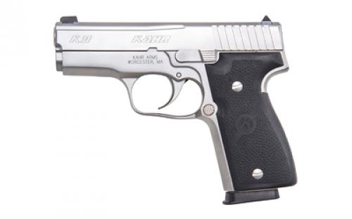 Kahr Arms K9, Striker Fired, Semi-automatic, Metal Frame Pistol, Compact, 9MM, 3.46 Barrel, Steel, Matte Finish, Silver, Rubber Grips, Fixed Sights, 7 Rounds, 3 Magazines K9093A