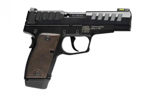 Kel-Tec P15, Striker Fired, Semi-automatic, Metal Frame Pistol, Compact, 9MM, 4 Barrel, Matte Finish, Black, Walnut Grips, Hi-Viz Fiber Optic Front Sight, Tritium Rear Sight, 15 Rounds, 1 Magazine P15MBLK