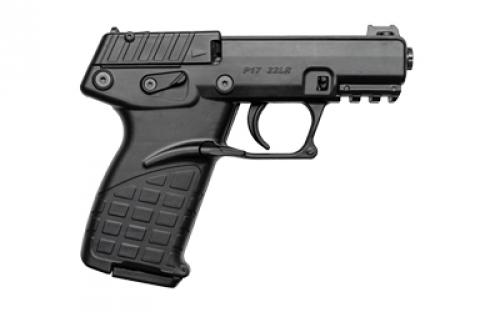 Kel-Tec P17, Single Action, Semi-automatic, Polymer Frame Pistol, Compact, 22LR, 3.8 Barrel, Threaded 1/2x28, Matte Finish, Black, Fiber Optic Front Sight, 10 Rounds, 3 Magazines P17BBLK10