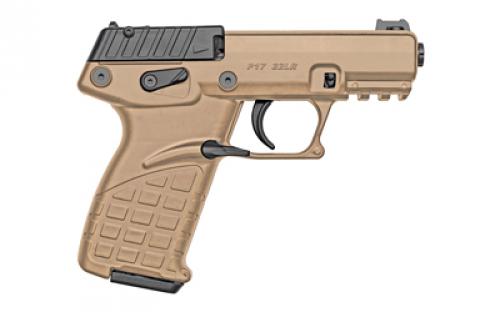 Kel-Tec P17, Single Action, Semi-automatic, Polymer Frame Pistol, Compact, 22LR, 3.8" Barrel, Threaded Barrel, Tan, Fiber Optic Front Sight, 16 Rounds, 3 Magazines P17TAN