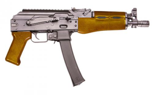 Kalashnikov USA KP-9, AK Pistol, Semi-automatic, 9MM, 9.25 Barrel, Steel, Black, Amber Wood Pistol Grip and Forend, Adjustable Sights, 30 Rounds KP-9AW