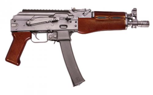 Kalashnikov USA KP-9, AK Pistol, Semi-automatic, 9MM, 9.25 Barrel, Steel, Black, Red Wood Pistol Grip and Forend, Adjustable Sights, 30 Rounds KP-9RW
