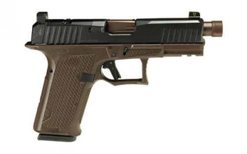 Lone Wolf Distributors Dusk19, Striker Fired, Semi-automatic, Polymer Frame Pistol, Compact, 9mm, 4.6" Threaded Bronze Barrel, Matte Finish, Black Slide and Brown Frame, RMR Compatible Optic Cut, Front Night Sight/ Black Rear, 15 Rounds, 1 Magazine LWD-DUSK19-BLK-ORB-TH